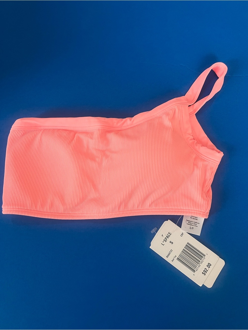 L* Space Axel One Shoulder Ribbed Bikini Top